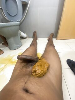 Dick covered with scat